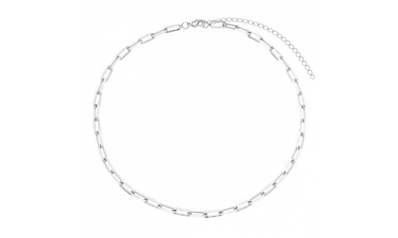 Colar Choker Corrente Ródio Branco.