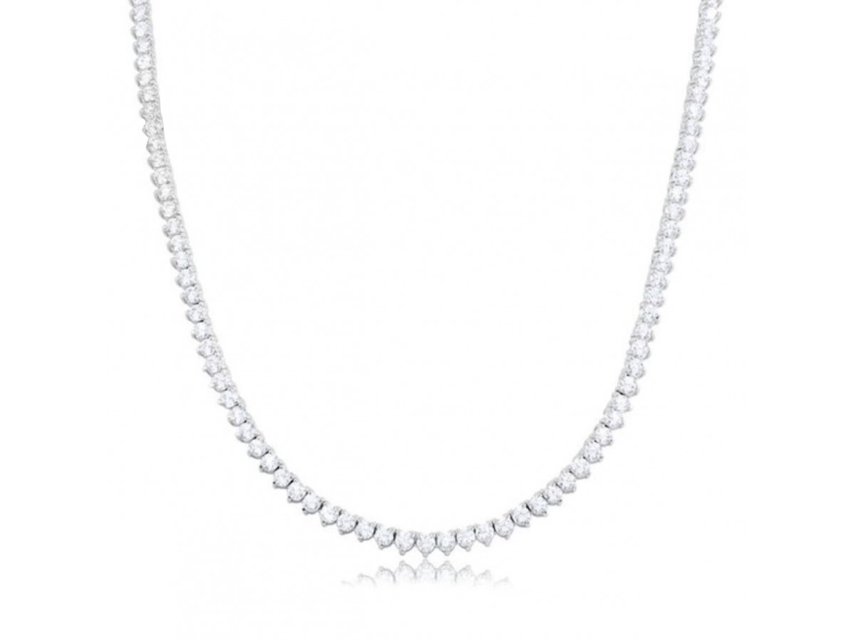 Colar Riviera Luxo 3 Pontos Ródio Branco.
