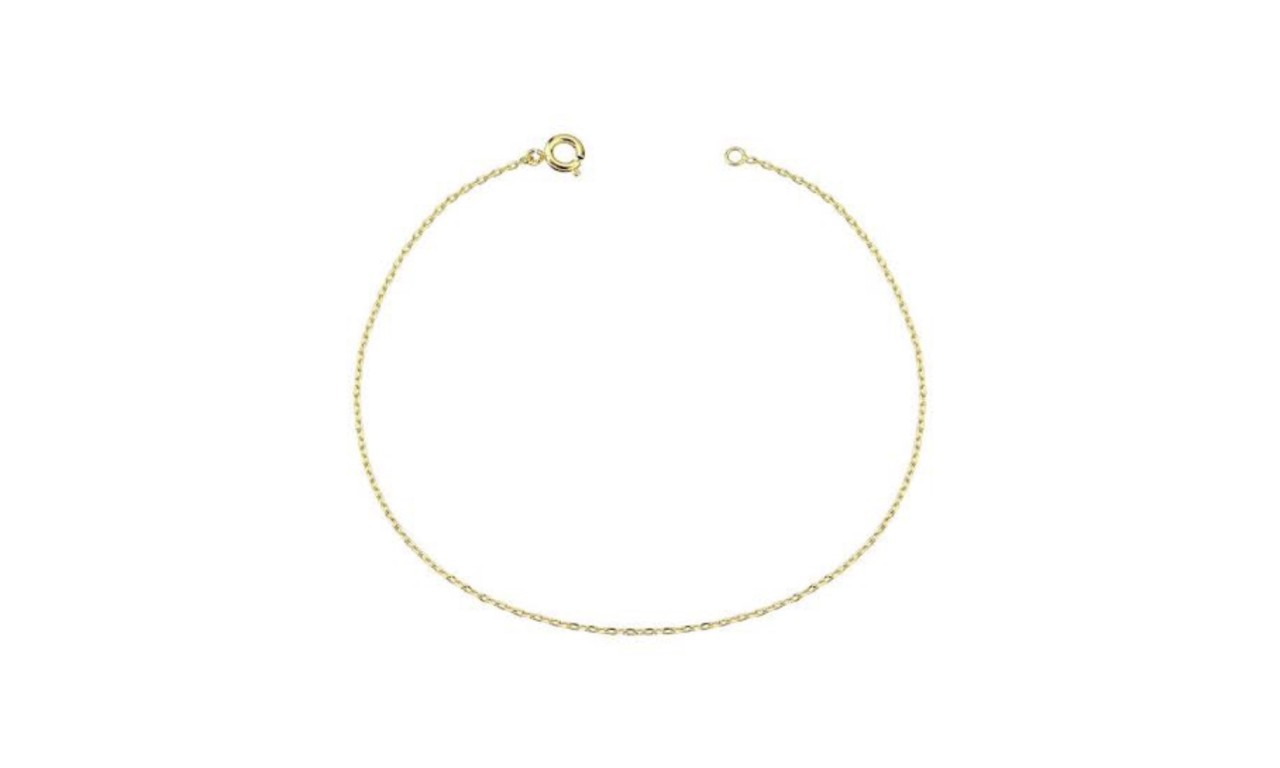 Tornozeleira Mini Elo Português Banho de Ouro 18k