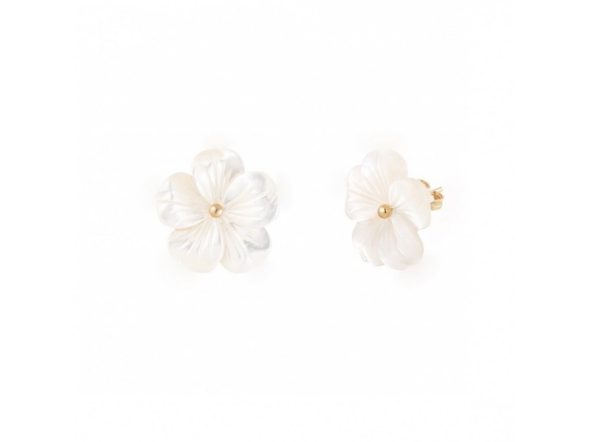 Brinco Flor 2 em 1 Banho de Ouro 18k.