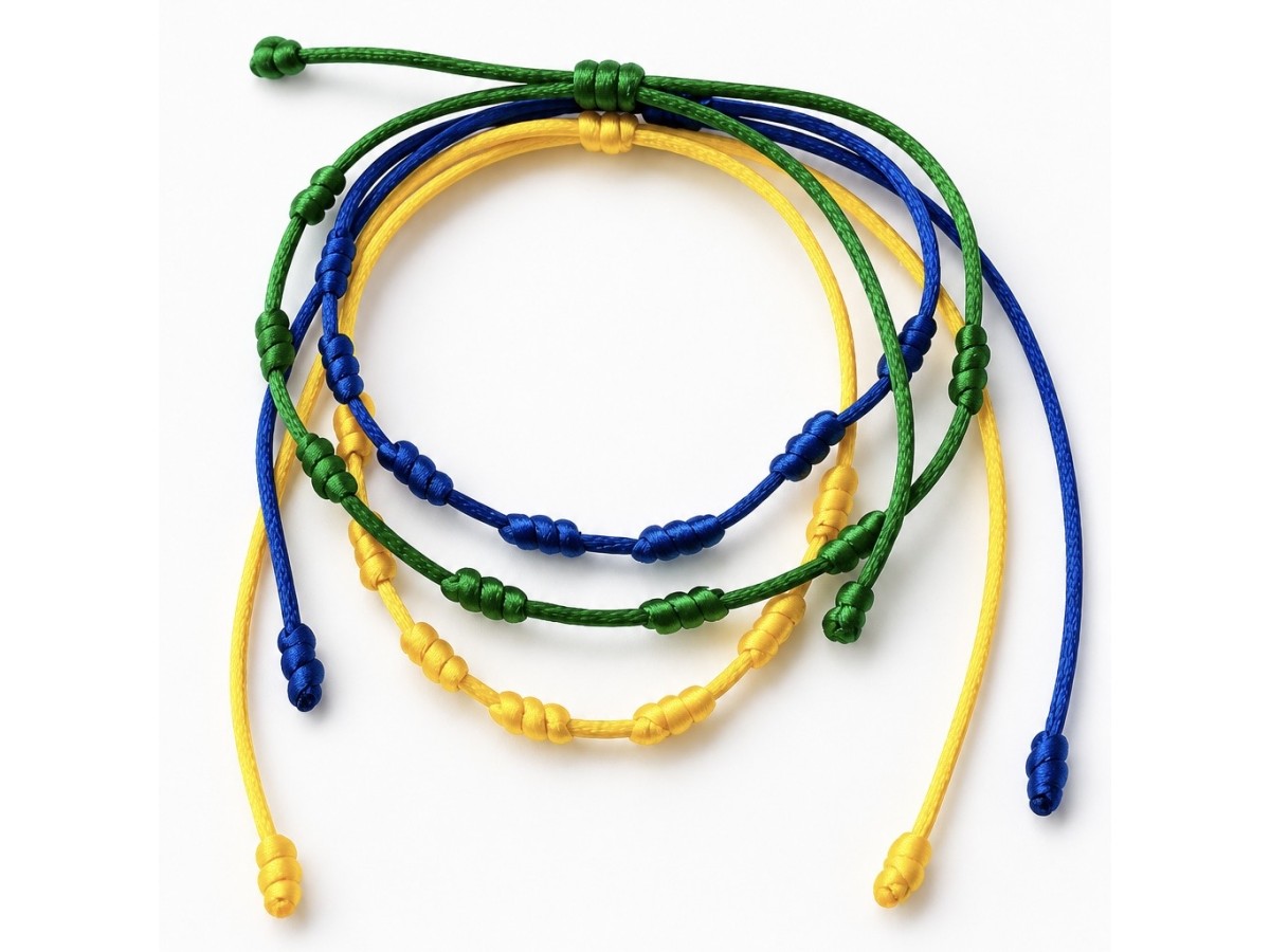 Pulseira Nós Kit Brasil Cores.
