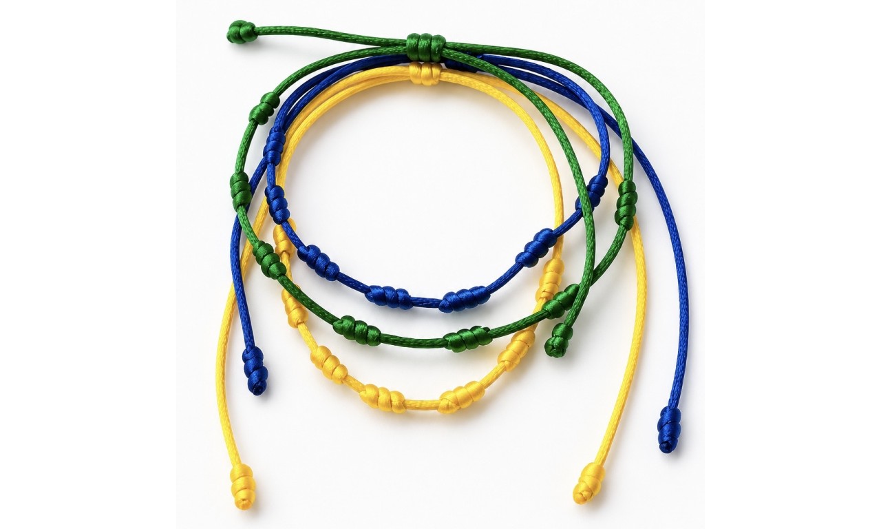 Pulseira Nós Kit Brasil Cores.