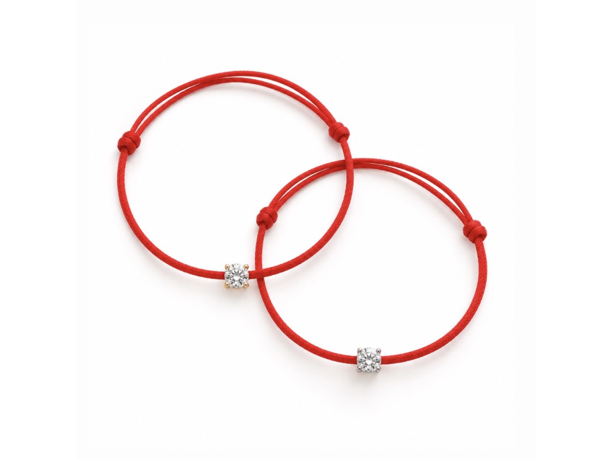 Pulseira Vermelha Ponto de Luz Banho de Ouro 18k ou Ródio Branco.