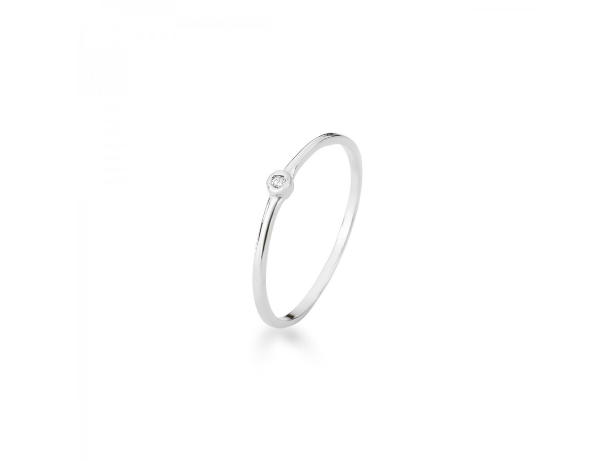 Anel Micro Ponto Slim Ródio Branco.