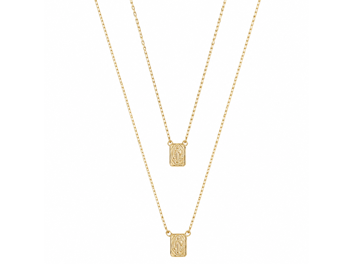 Colar Escapulário Nossa Senhora das Graças  Banho de Ouro 18K.