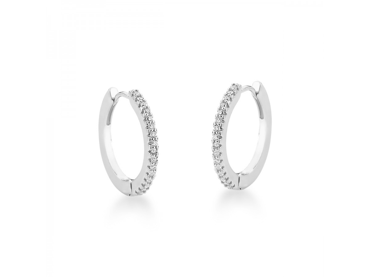 Brinco Argola Cravejada Dupla Face Ródio Branco.