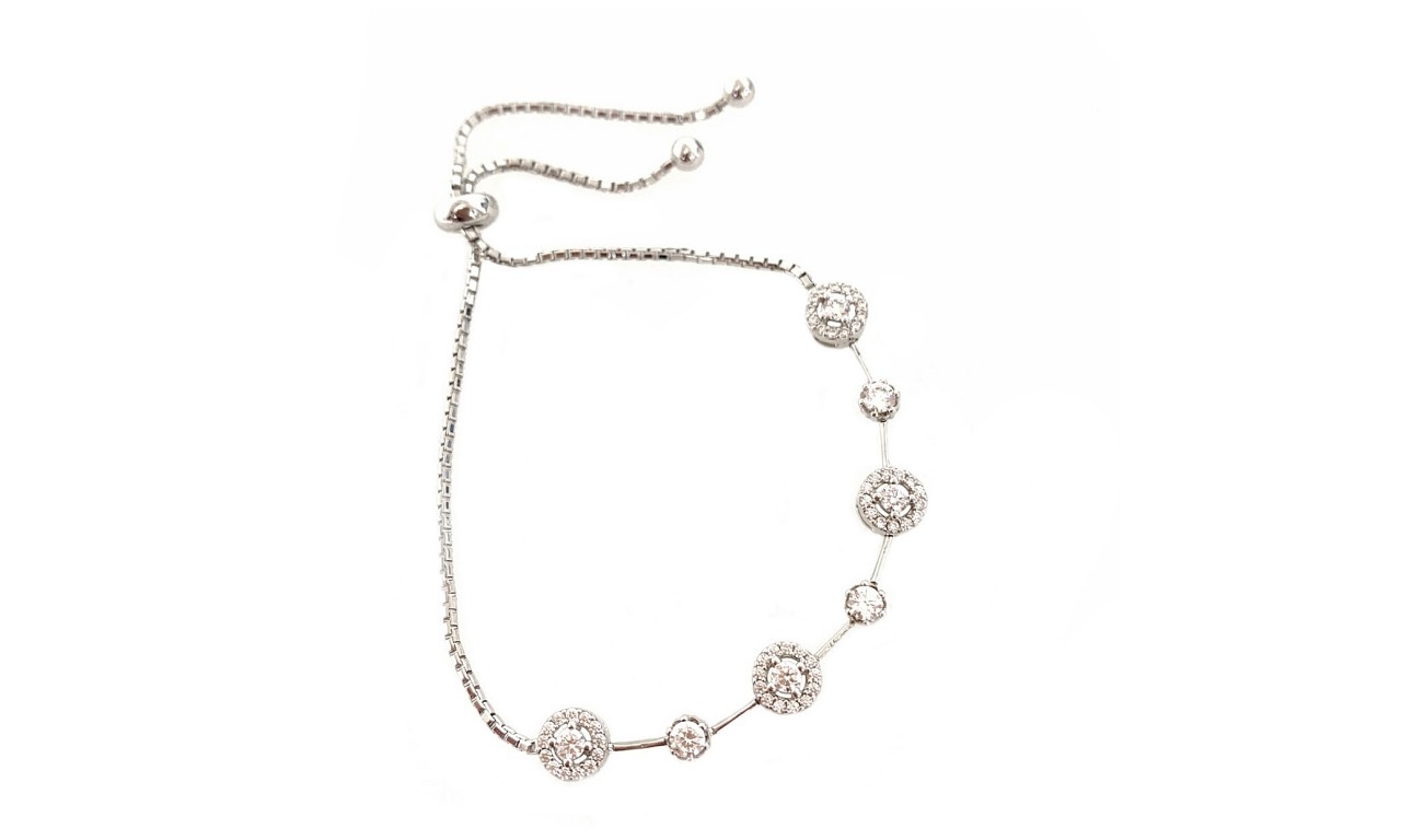 Pulseira Riviera Pontos de Luz Prata 925 Ajustável.