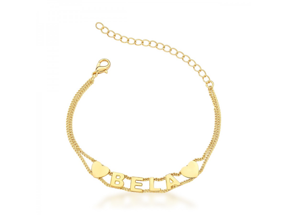 Pulseira Personalizada Love Banho de Ouro 18k.