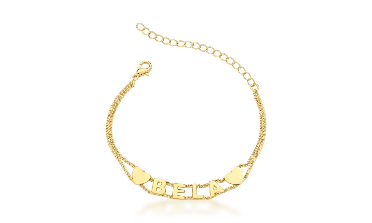 Pulseira Personalizada Love Banho de Ouro 18k.