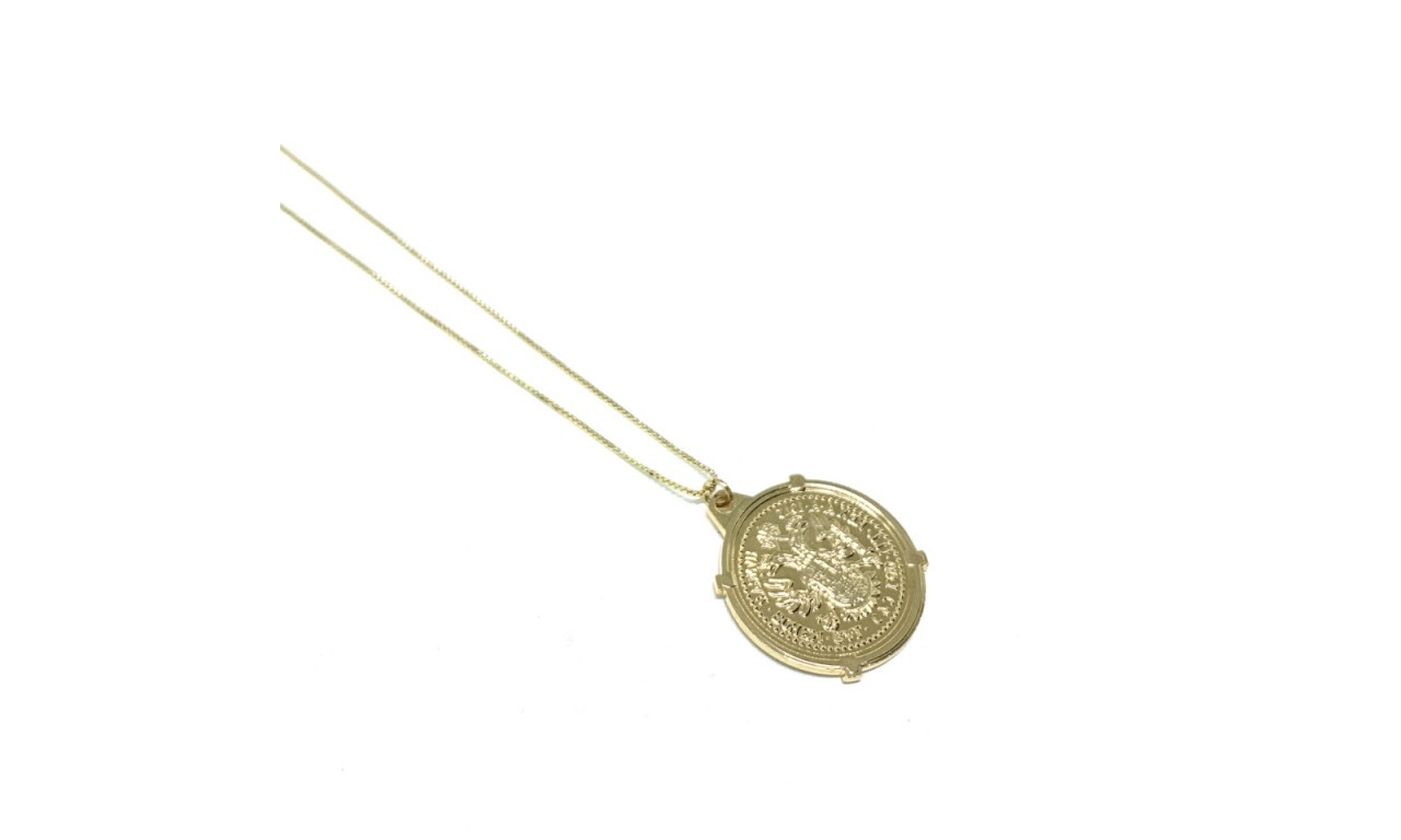 Colar Medalha Moeda Banho de Ouro 18k.