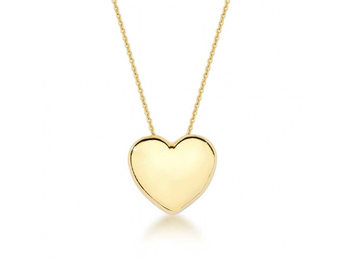 Colar Coração Anatômico G Banho de Ouro 18k.