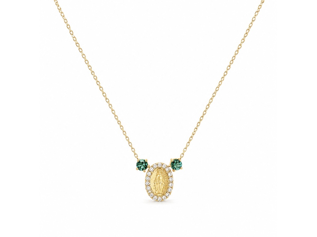 Colar Medalha Nossa Senhora Mini Banho de Ouro 18k.