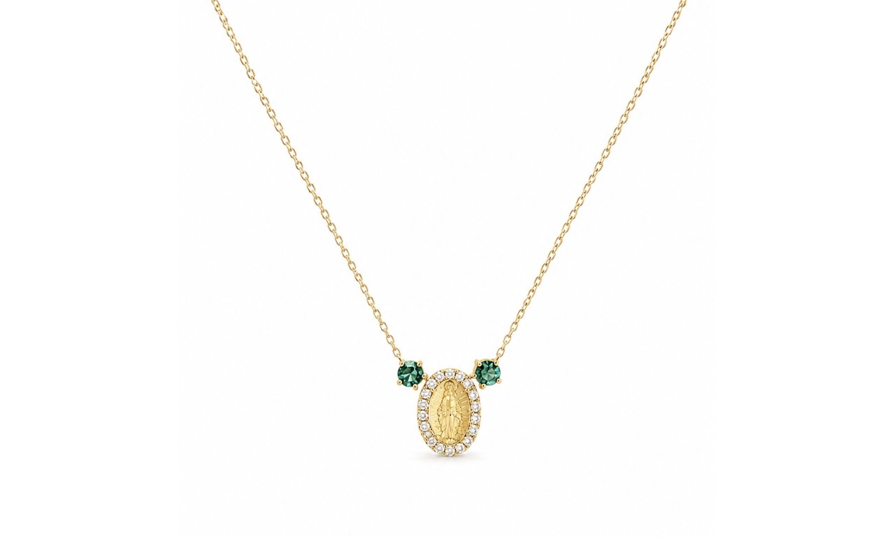 Colar Medalha Nossa Senhora Mini Banho de Ouro 18k.