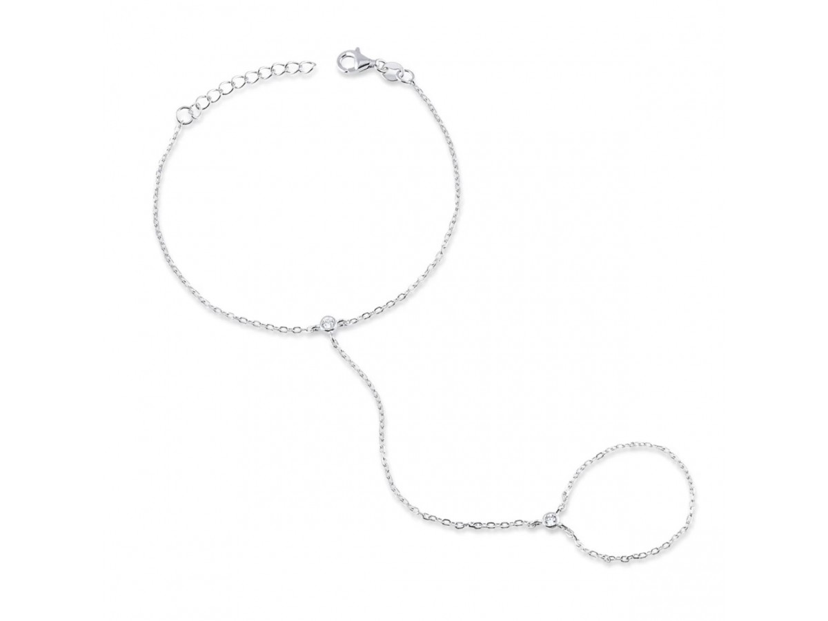 Pulseira de Mão Pontos de Luz Prata 925z