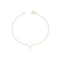 Pulseira Trevo Madrepérola Banho de Ouro 18k.