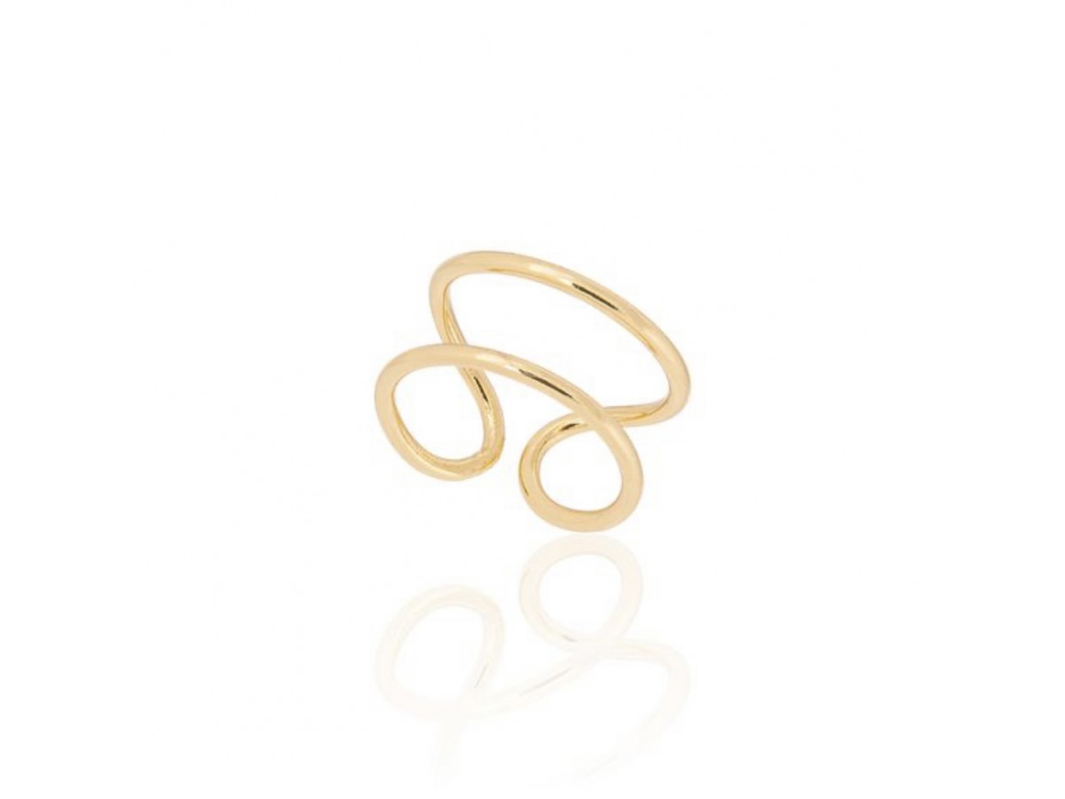 Anel Duplo Aro Ajustável Banho de Ouro 18k.