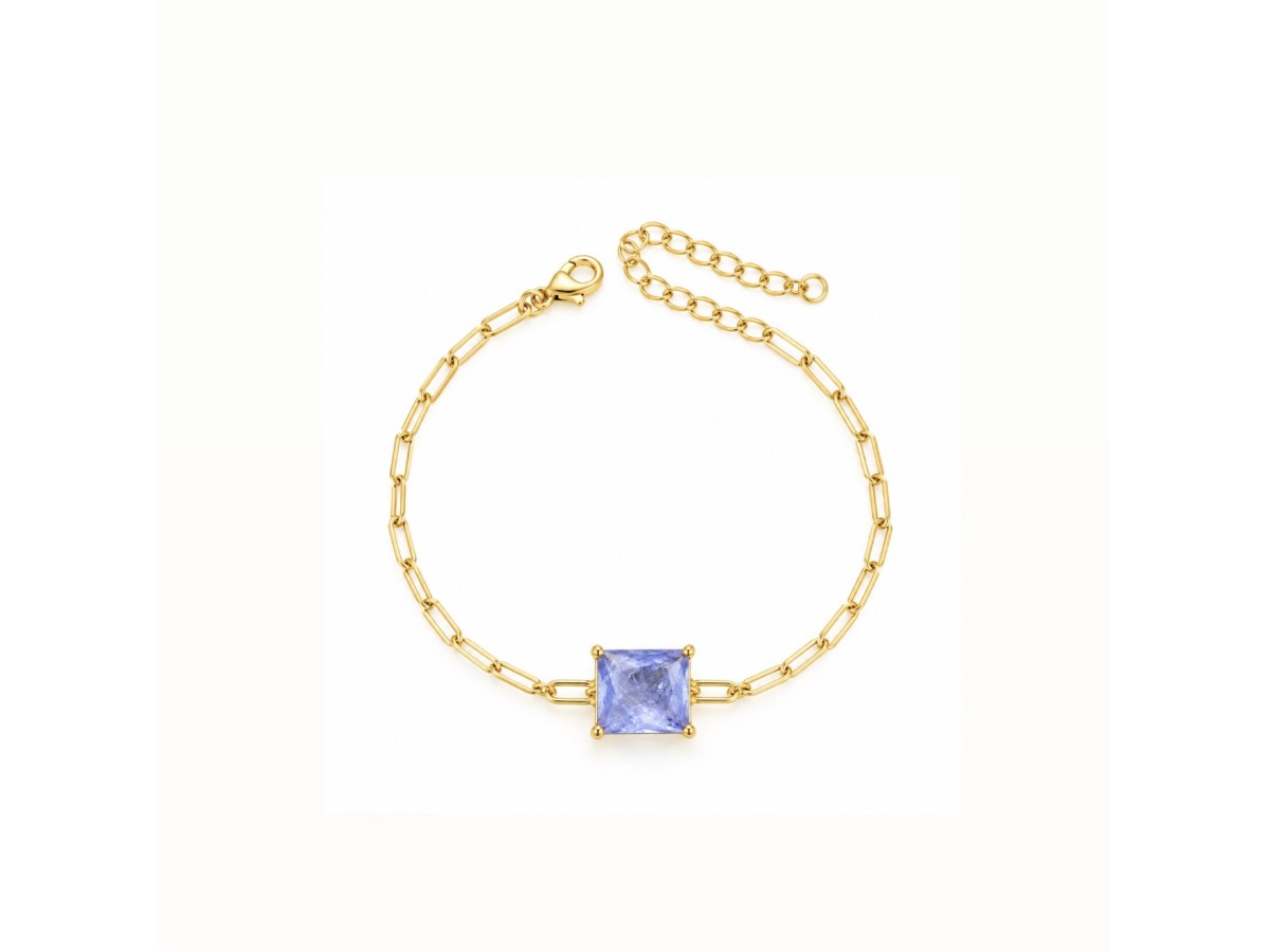 Pulseira Tanzanita Fusion Corrente Banho de Ouro18k.