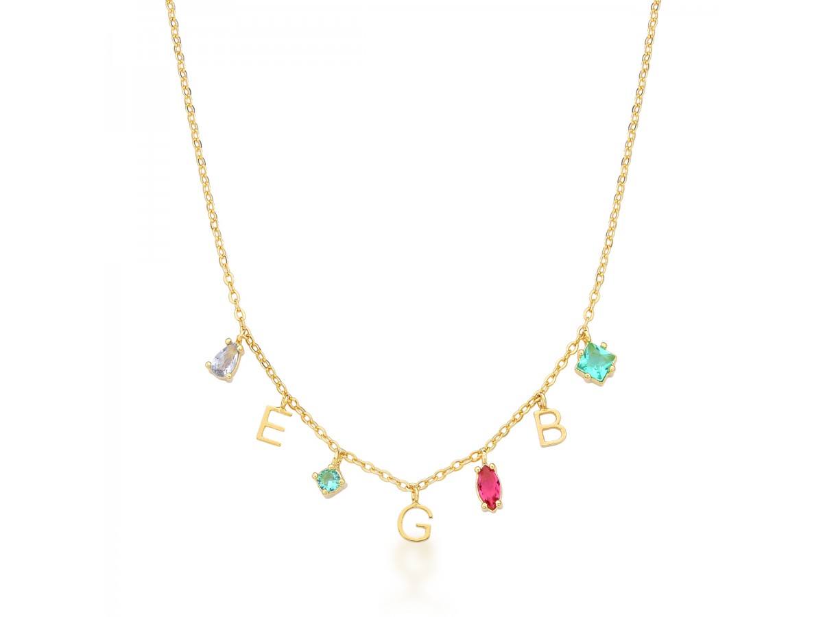 Colar Personalizado Letras Colors Banho de Ouro 18k.
