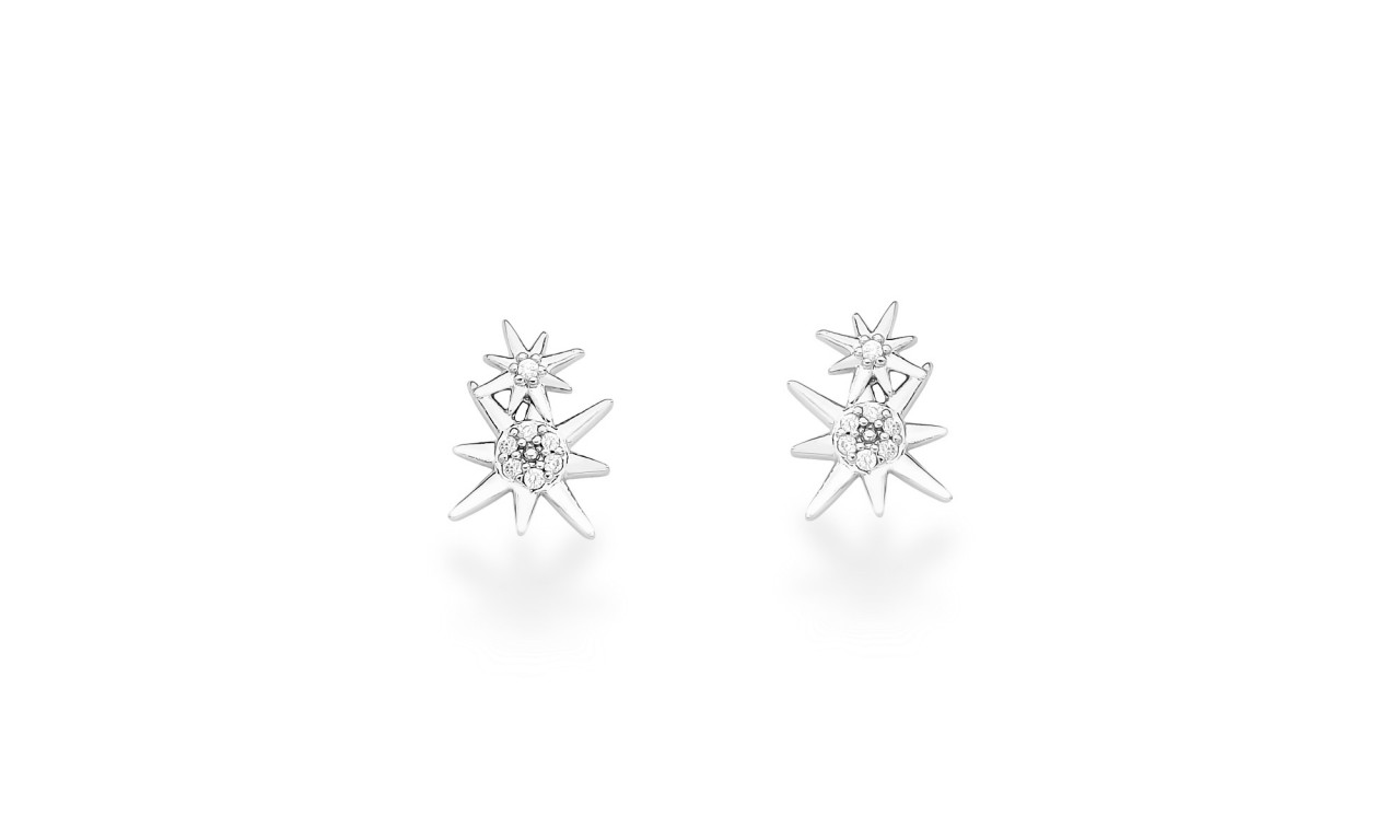 Brinco Mini Ear Cuff Estrela Ródio Branco.