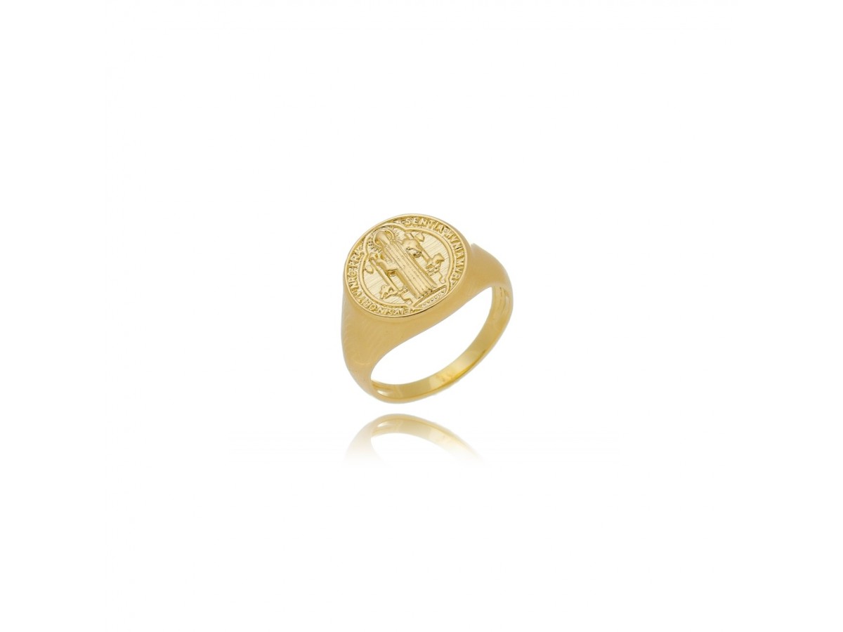 Anel de Dedinho São Bento Banho de Ouro 18k.