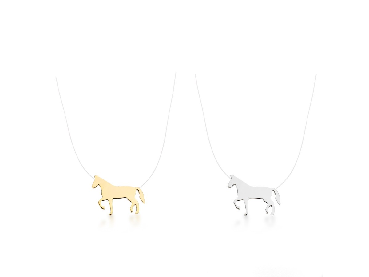 Colar Cavalo Banho de Ouro 18k ou Ródio Branco.