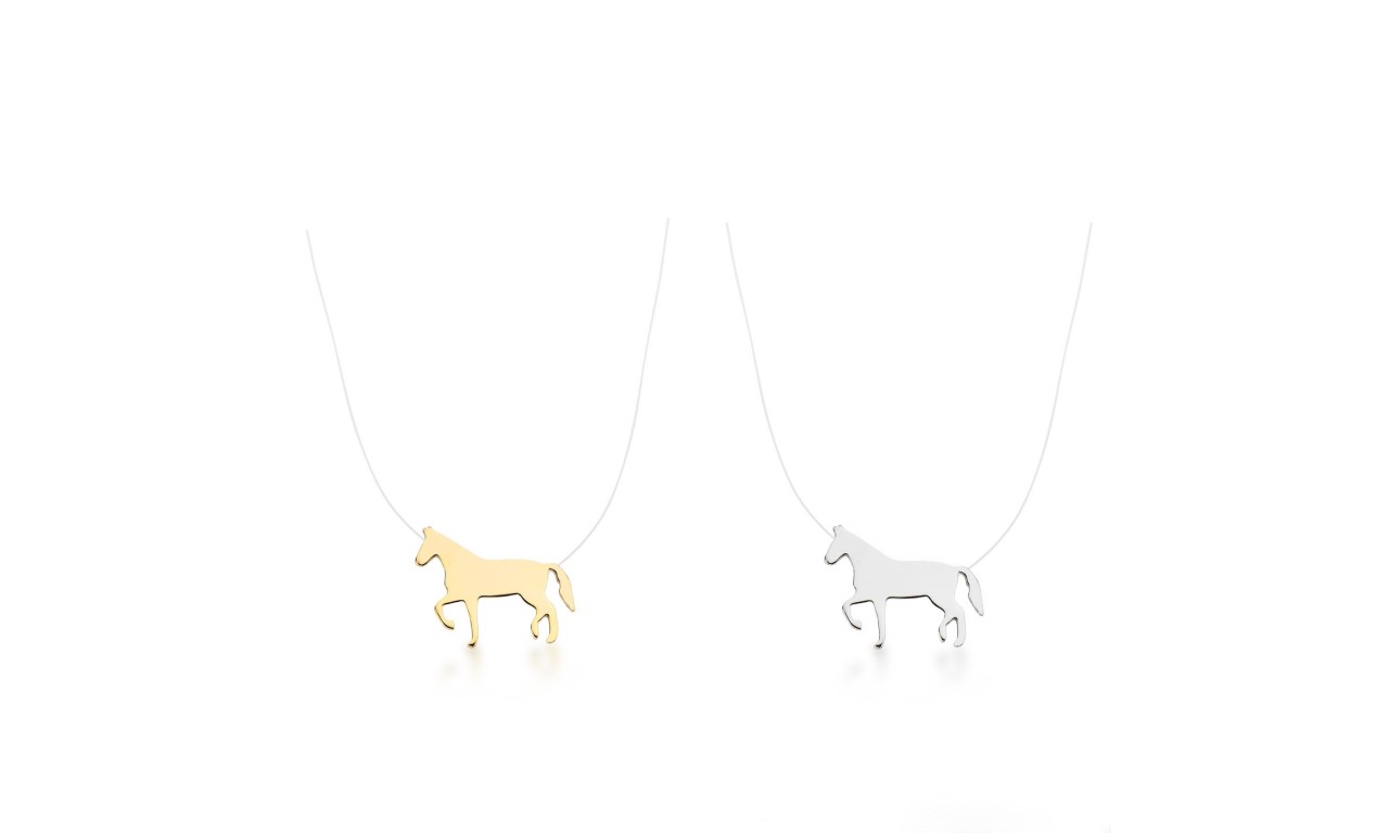 Colar Cavalo Banho de Ouro 18k ou Ródio Branco.