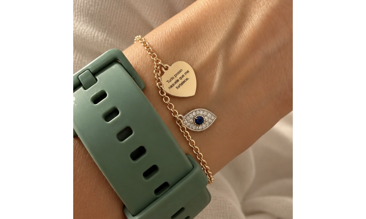 Pulseira Coração Proteção Banho de Ouro18k. Pulseira Coração Proteção Banho de Ouro18k.