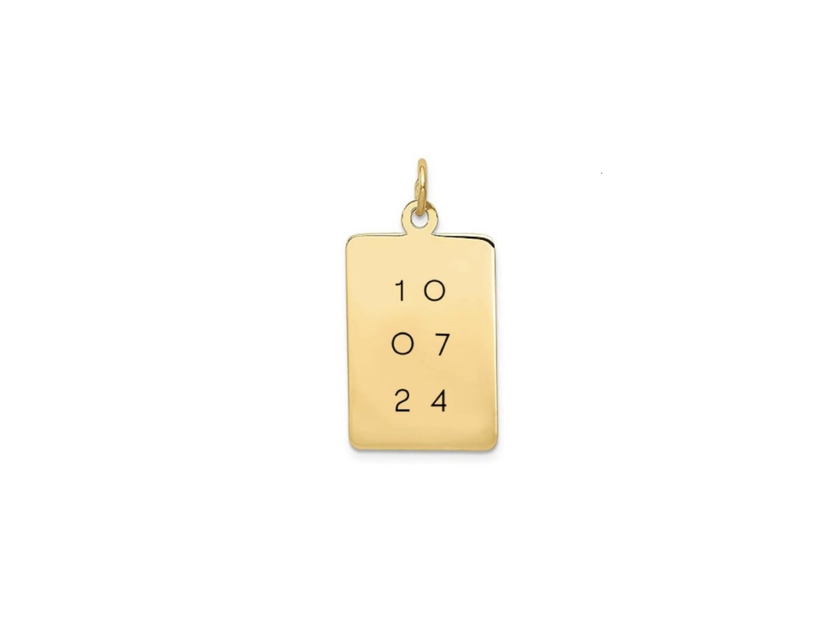 Pingente Plaquinha Personalizada Banho de Ouro 18k.