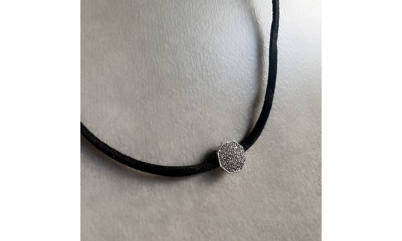 Colar Tecido Choker Prata 925.