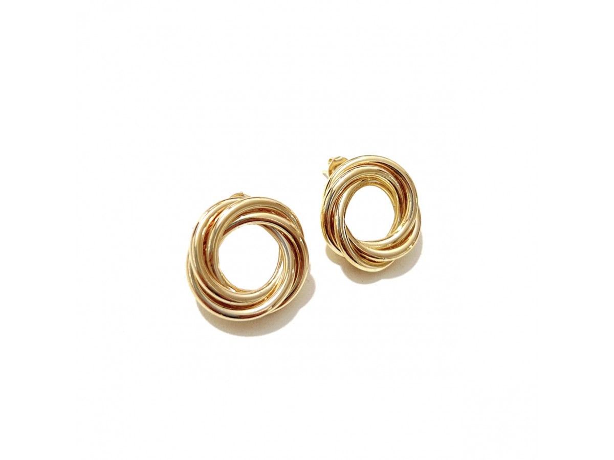 Brinco Redondo Torcido Banho de Ouro 18k.