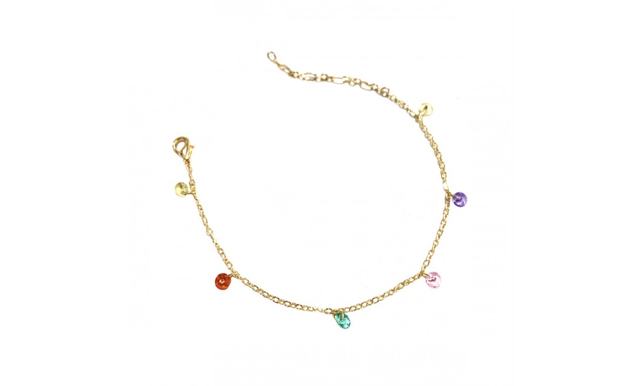 Pulseira Cristais Colors Banho de Ouro 18k