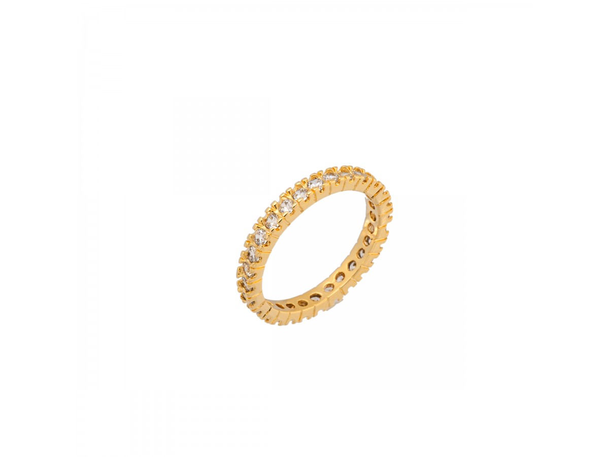 Anel Aparador Cravejado Banho de Ouro 18k.