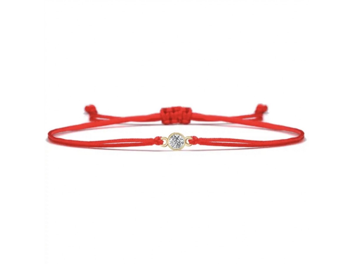 Pulseira Vermelha Ponto de Luz Banho de Ouro 18k.