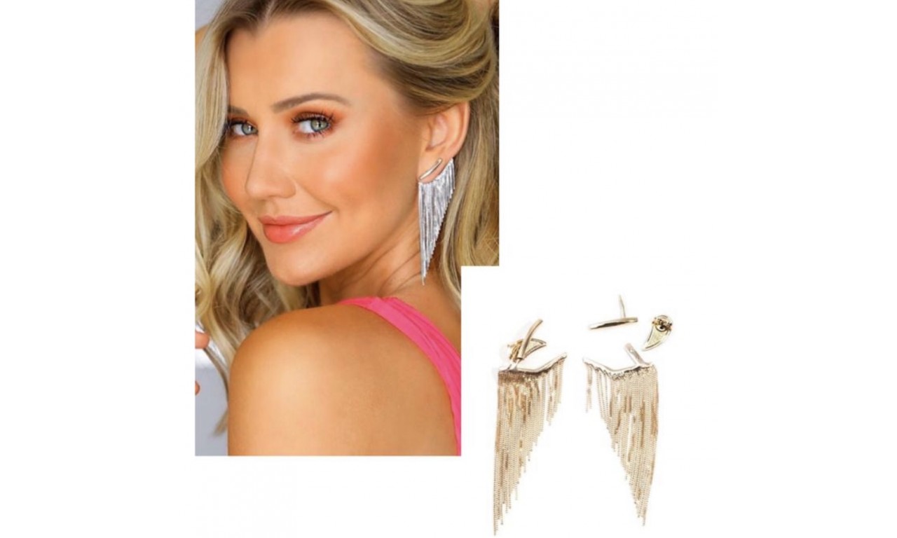 Brinco Ear Cuff Franja Banho de Ouro 18k / Ródio Branco