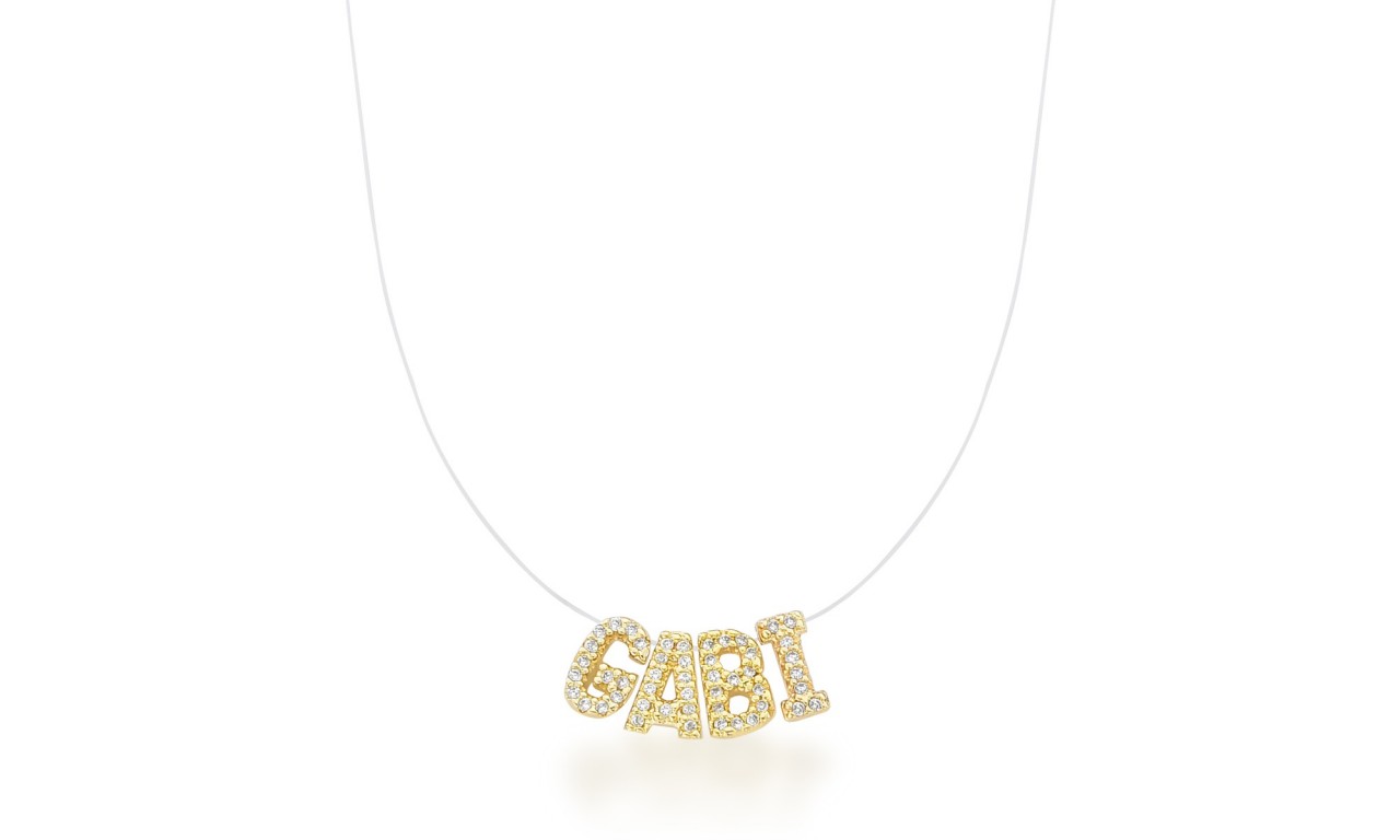 Colar Personalizado 4 Letras Banho de Ouro 18k.