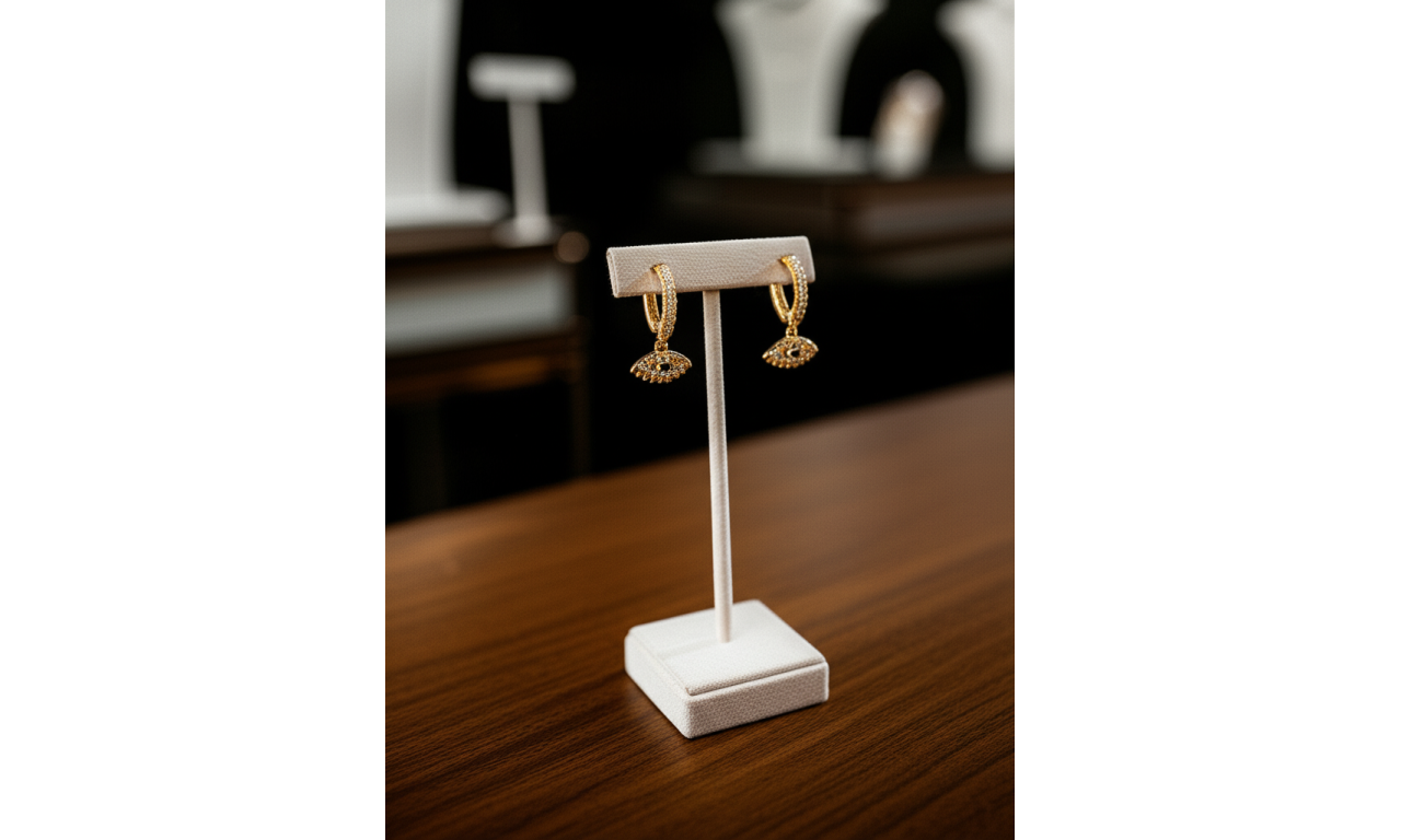 Brinco Argola Olho Grego Banho de Ouro 18k