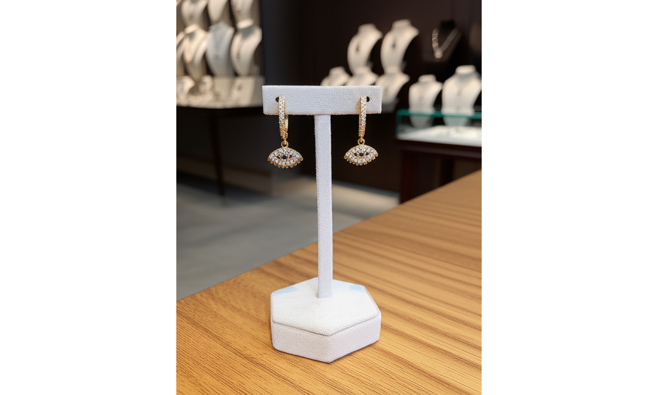 Brinco Argola Olho Grego Banho de Ouro 18k