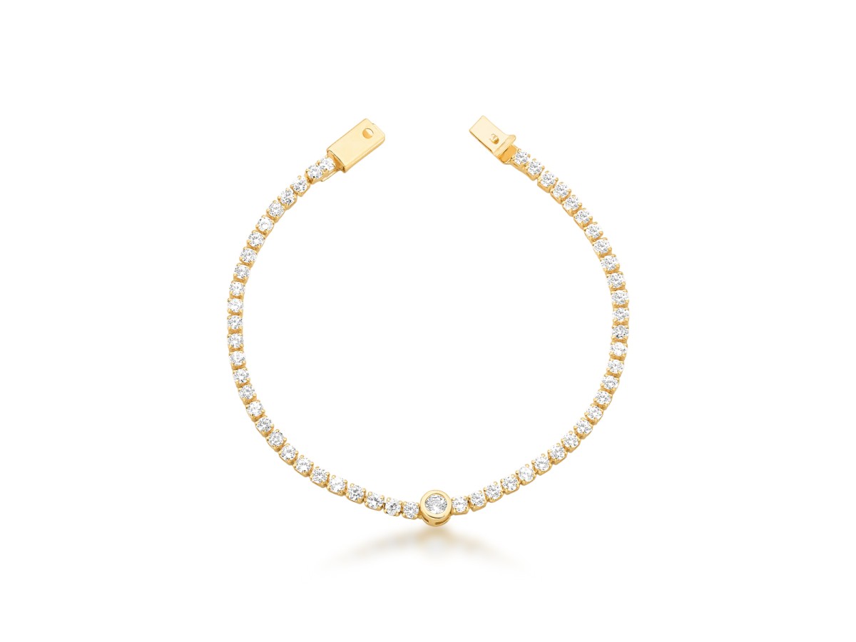 Pulseira Riviera Ponto de Luz Sob Medida Banho de Ouro 18k