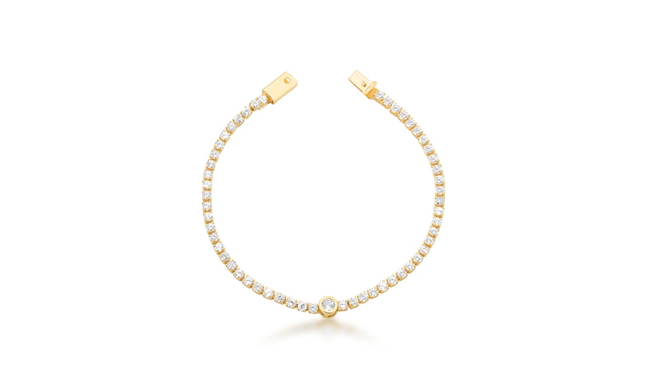 Pulseira Riviera Ponto de Luz Sob Medida Banho de Ouro 18k
