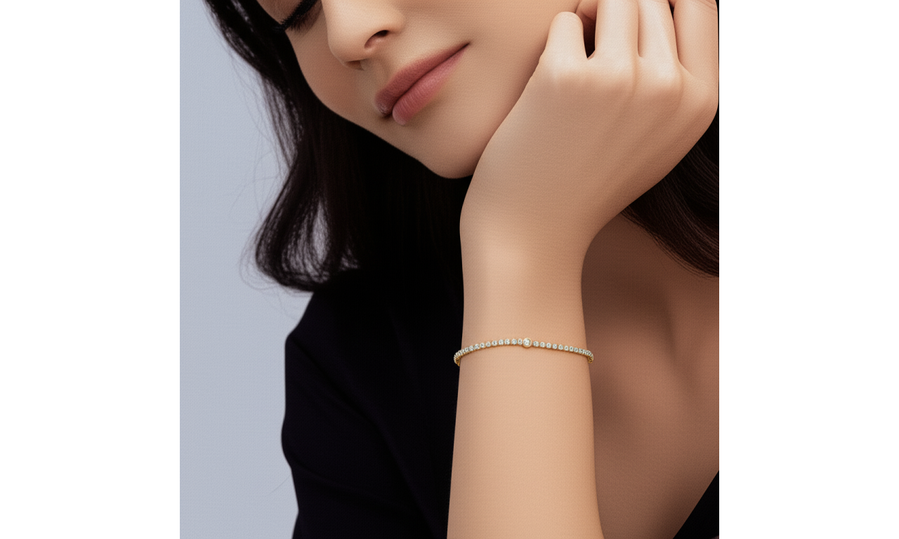 Pulseira Riviera Ponto de Luz Sob Medida Banho de Ouro 18k