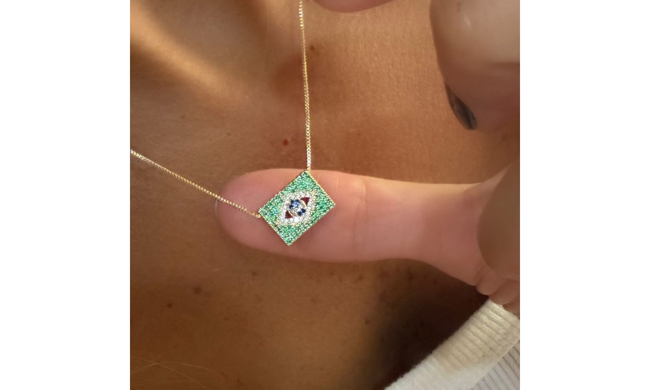 Colar Brasil Micro Cravação Banho de Ouro 18k