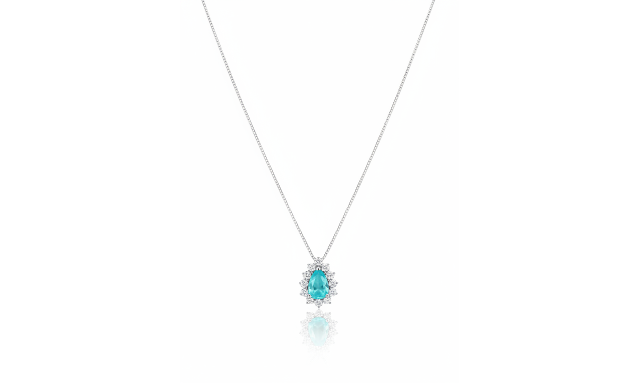Colar Gota Aqua Candy Ródio Branco.