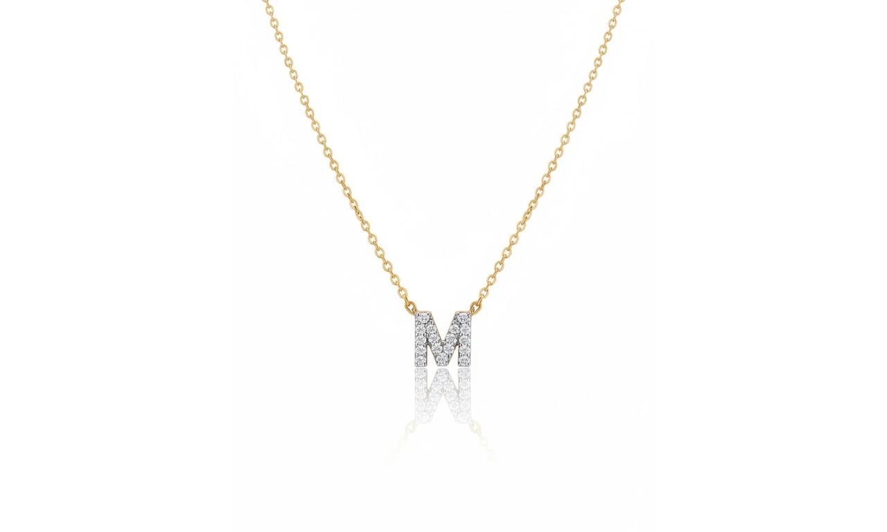 Colar Mini Letra Cravejada Duplo Banho de Ouro 18k + Rodio Branco.