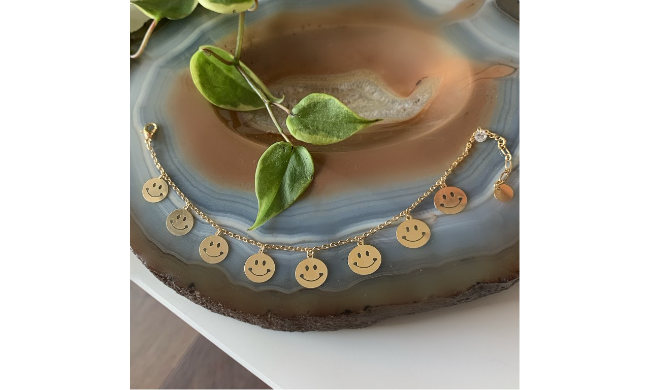 Pulseira Smile Banho de Ouro 18k.