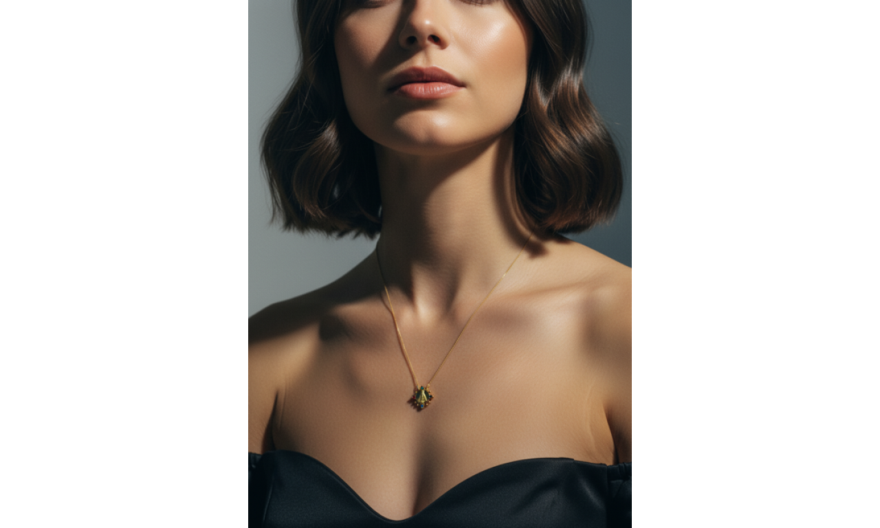 Colar Escapulario Medalha Nossa Senhora Zircônias Coloridas Banho de Ouro 18k