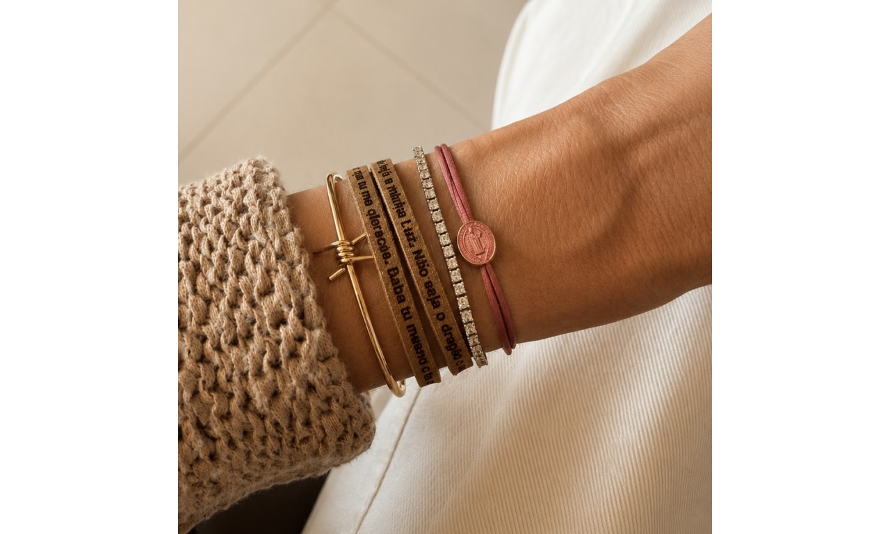 Pulseira Nossa Senhora Fio de Seda Banho de Ouro 18k.