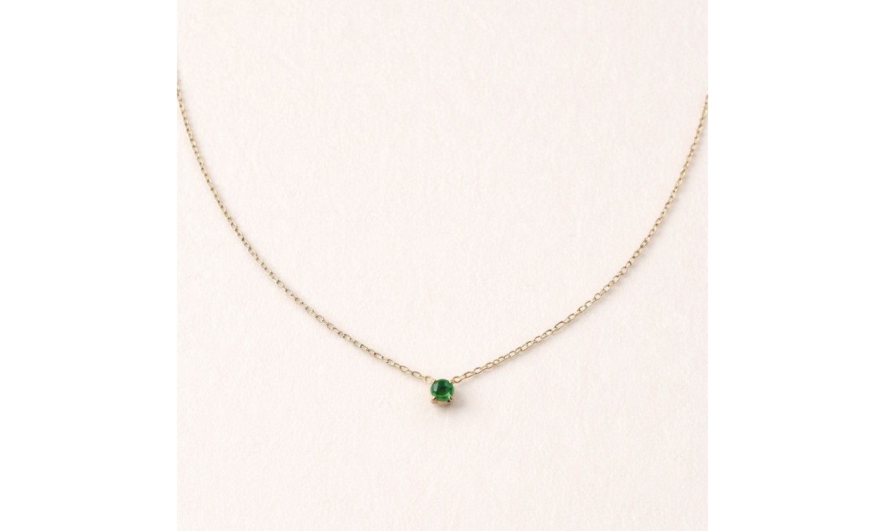 Colar Ponto Esmeralda Banho de Ouro 18k.