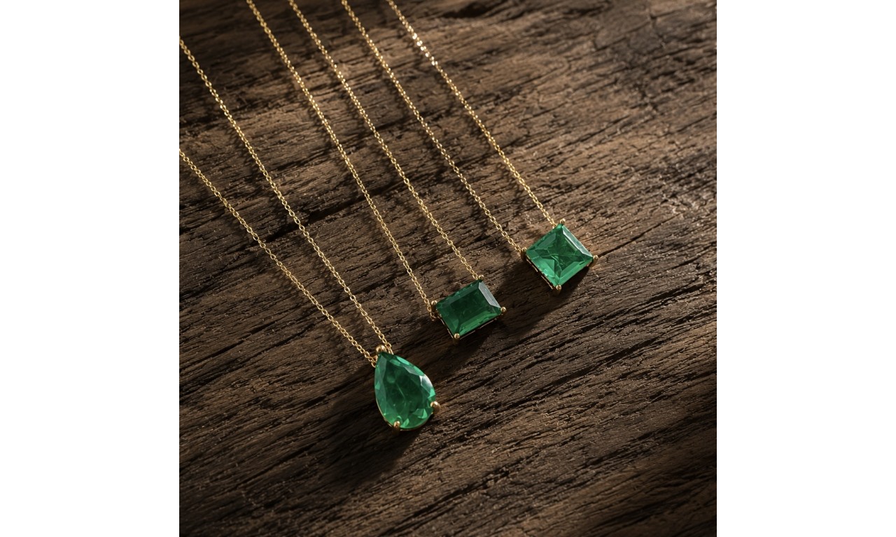 Colar Esmeralda Fusion Banho de Ouro 18k. Colar Esmeralda Fusion Banho de Ouro 18k.