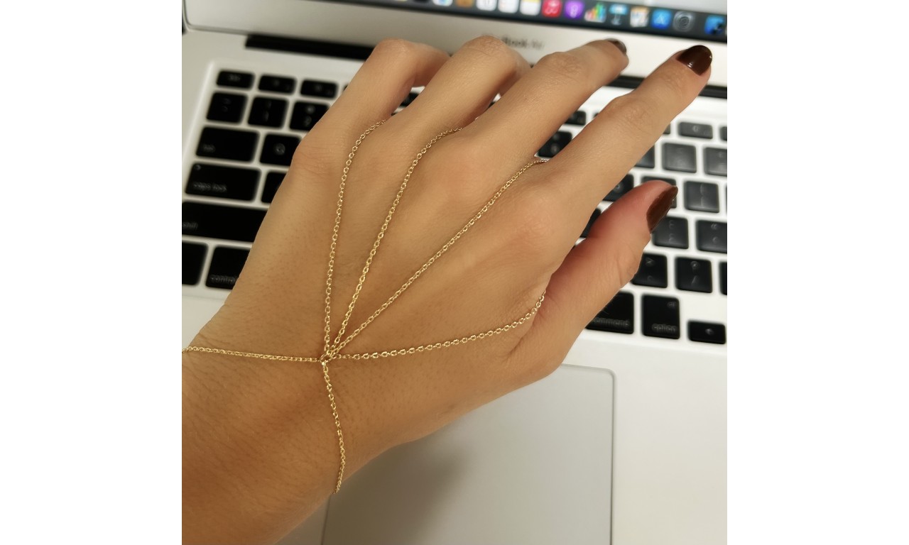 Pulseira de Mão Slim Banho de Ouro 18k.