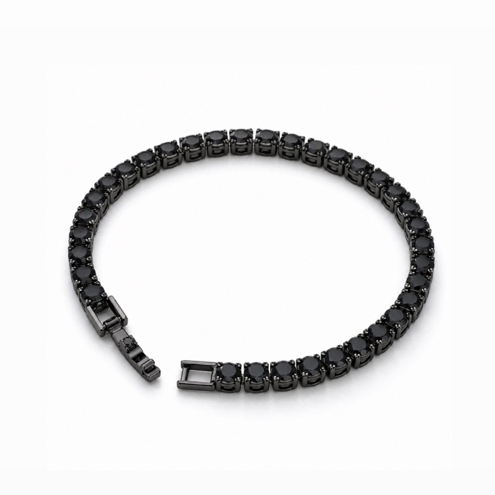 Pulseira Riviera Negra Luxo Ródio Negro. Pulseira Riviera Negra Luxo Ródio Negro.